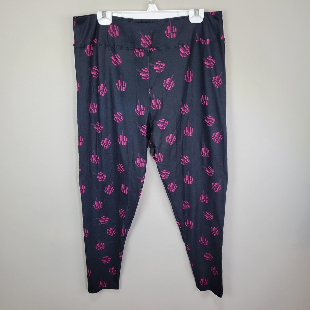 Dren Designs Offensive Gesture Poly  Spandex Ankle Leggings Extended Plus Size‎